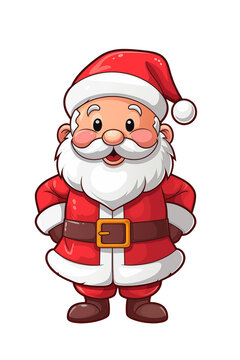 Drawn picture of Santa Claus isolated on transparent background. PNG file. Christmas and New Year celebration concept. Generative AI. 