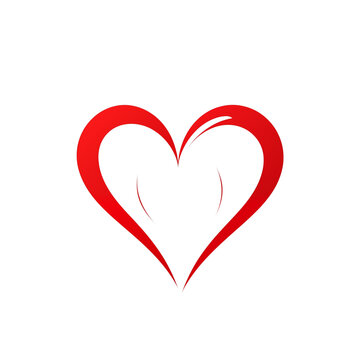 Minimalistic image of a red heart on a transparent background. PNG file. Generative AI.