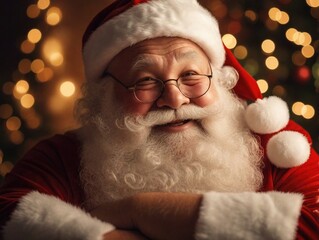 photorealistic christmass illustration of santa claus, - obrazy, fototapety, plakaty