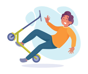 Falling Young Man Character Slip on the Ground Vector Illustration