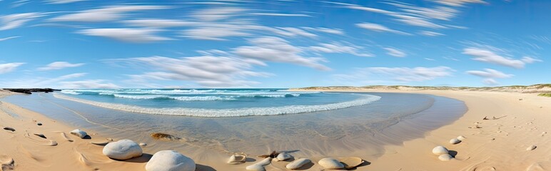 a close up shot in 360 degree of a landscape of a beach Generative Ai - obrazy, fototapety, plakaty