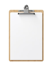 Paper tablet, clipboard with piece of empty paper isolated on transparent background