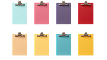Set of colored Clipboards on transparent background