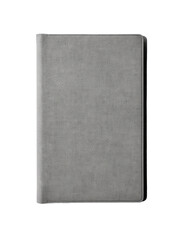Grey leather notebook on a transparent background