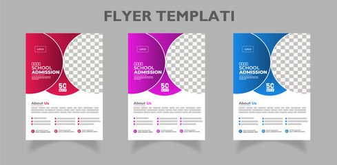 Modern and abstract School/College/University Admission flyer set | Kids back to school education admission flyer poster template | Abstract shapes admission flyer | Gradients |