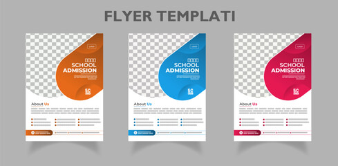 School/College/University Admission flyer set | Kids back to school education admission flyer poster template | Abstract shapes admission flyer | Gradients |