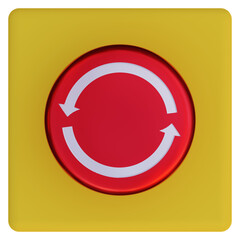 Button on the white background. 3d rendering.