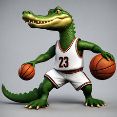 basketball player alligator, Generative AI