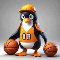 basketball player penguin, Generative AI