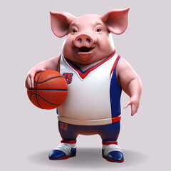 basketball player pig, Generative AI