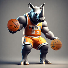 basketball player rhino, Generative AI