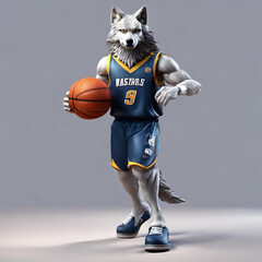 basketball player wolf, Generative AI