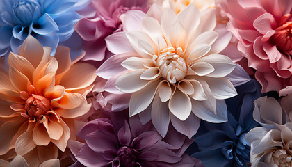 Vibrant floral bouquet showcases nature beauty in a colorful pattern generated by AI
