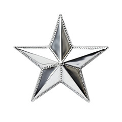 Obraz premium A Glittering Silver Star Ornament- Isolated On A White Background