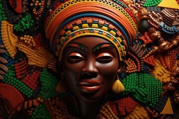 A detailed close-up of a sculpture depicting the face of a woman. This image can be used to add an artistic touch to various projects.