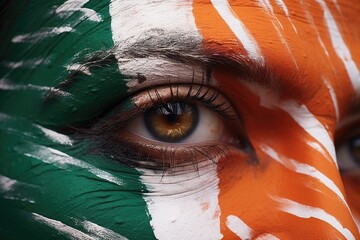 A close-up view of a person with a painted face. This image can be used for various creative projects and events.