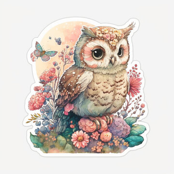 Owl Illustration for Digital and Print Projects, AI Generative
