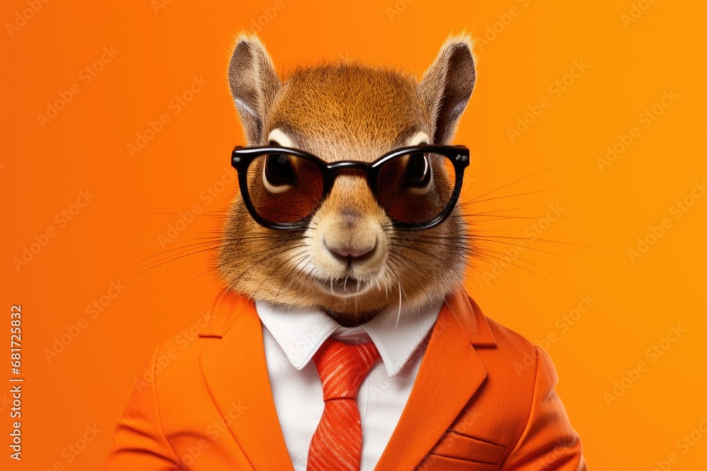 Aufkleber a squirrel wearing a stylish suit and sunglasses. perfect for adding a touch of fun and humor to any