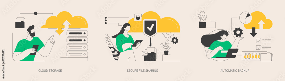 Poster database security abstract concept vector illustrations.