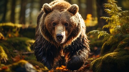 A wild adult Brown Bear Ursus Arctos in a summer