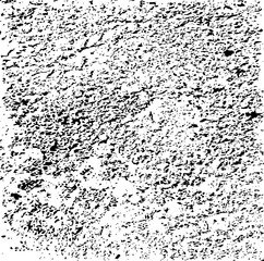 Monochrome texture composed of irregular graphic elements. Distressed uneven grunge background. Abstract vector illustration. Overlay for interesting effect and depth. Isolated on white background.