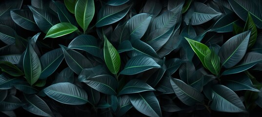Obraz premium Abstract black leaf textures for tropical leaf background dark nature concept with flat lay