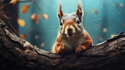 Squirrel in the autumn forest.