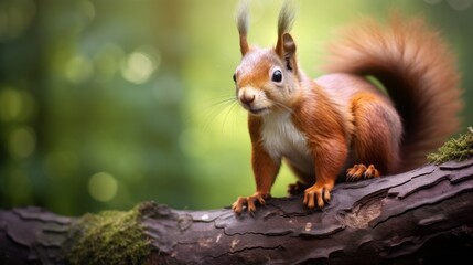 Naklejka na ściany i meble Squirrel in the autumn forest.