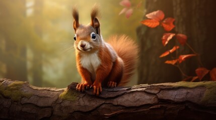 Squirrel in the autumn forest.