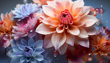 Vibrant flowers bloom, showcasing nature beauty in a colorful bouquet generated by AI