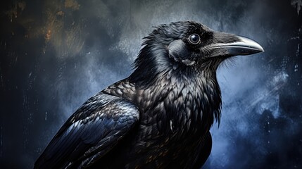 Majestic black raven - obrazy, fototapety, plakaty