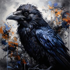 Majestic black raven