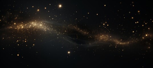 Dynamic digital wave of black particles with shining star dots, creating an abstract background.