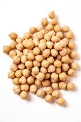 A pile of chickpeas on a white surface. Perfect for recipes, cooking blogs, and healthy eating content.