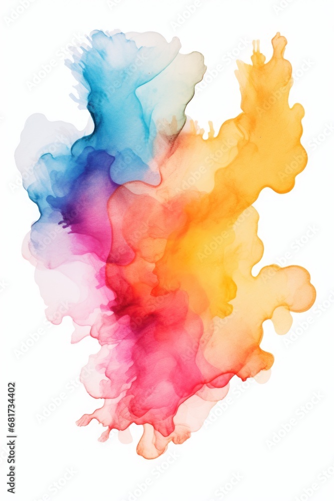 Poster A vibrant watercolor painting of a multicolored cloud. This artwork captures the beauty and unique colors of a cloud in a mesmerizing way. Perfect for adding a pop of color to any space.