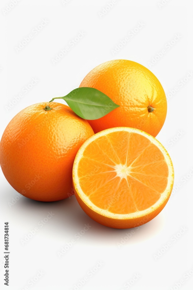 Poster a group of oranges, with one orange cut in half. this image can be used to showcase freshness, healt
