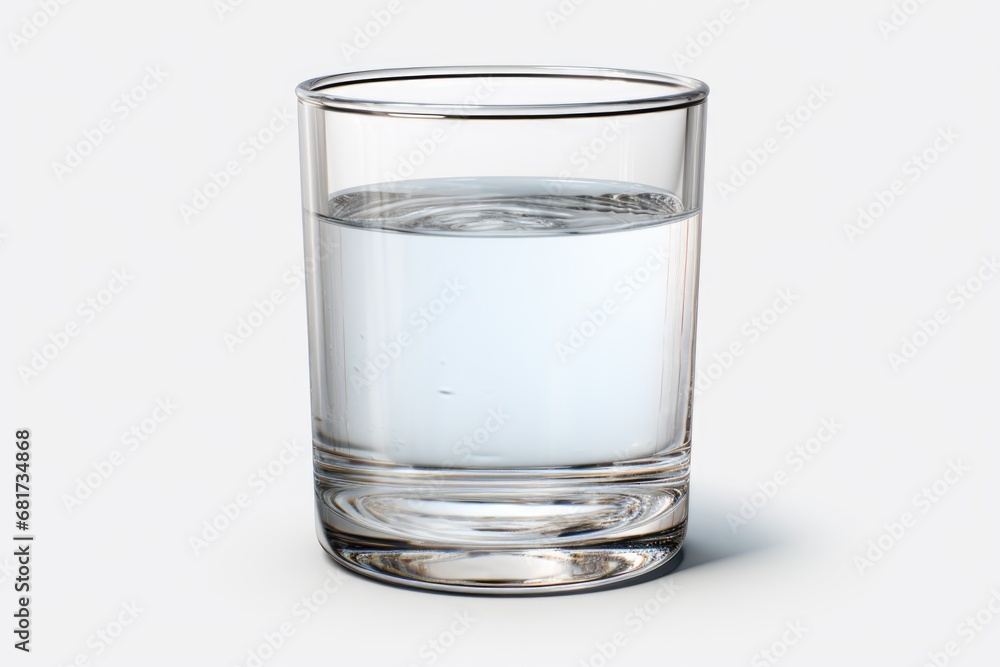 Poster a glass filled with water sitting on top of a table. suitable for various uses.