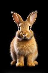 Obraz premium A brown rabbit sitting on top of a black surface. Perfect for nature or animal-themed projects.