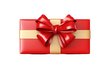 Attractive Red Sticker of a Wrapped Gift with a Bowl Isolated on Transparent Background PNG.