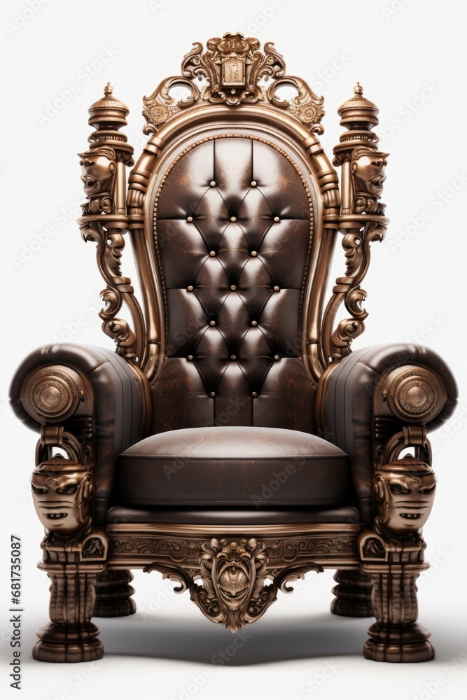 Poster a picture of a very ornate chair with a leather seat. this chair adds a touch of elegance to any spa