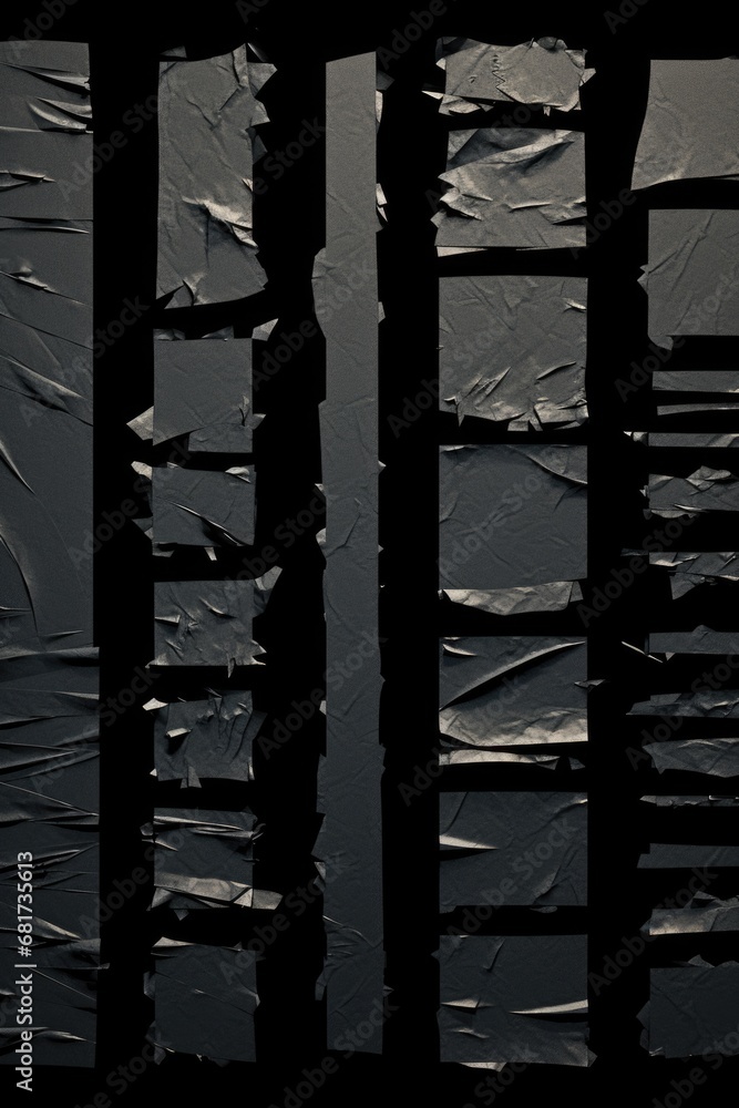 Poster A black and white photo capturing a broken window. This image can be used to depict vandalism, decay, or the aftermath of a break-in