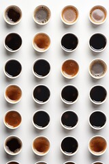 Obraz na płótnie Canvas A picture of several cups of coffee arranged neatly on a table. Perfect for coffee lovers or cafe scenes