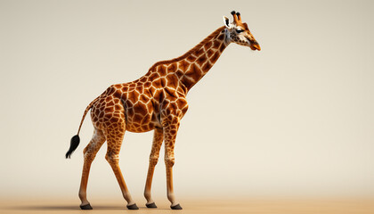 Giraffe standing tall, spotted beauty in nature wilderness generated by AI