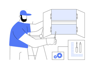 Kitchen cabinets installation abstract concept vector illustration.