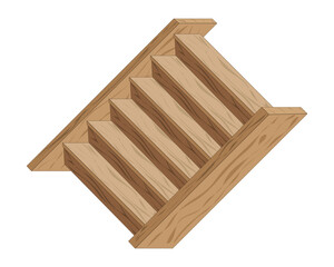 vector design of a small and short ladder made of brown wood with 3-dimensional isometry angles