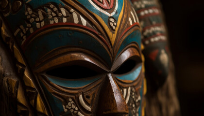 Obraz premium Ancient African mask, a symbol of indigenous spirituality and tradition generated by AI