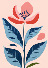A large pink flower, in the style of earthy palettes, light orange and light azure