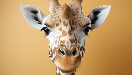 Giraffe, nature beauty, looking cute, spotted, standing in grass generated by AI