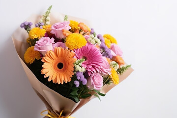 Colorful flowers bouquet, on white background