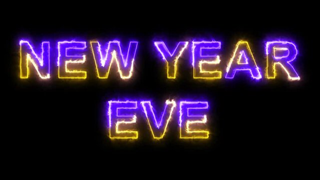 Happy new year Neon Text Animation stock footage black Background in 4K.